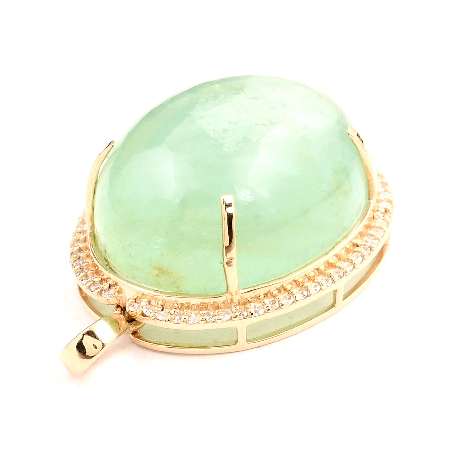 24.63 Ct Oval Cabochon Emerald 14K Gold Pendant