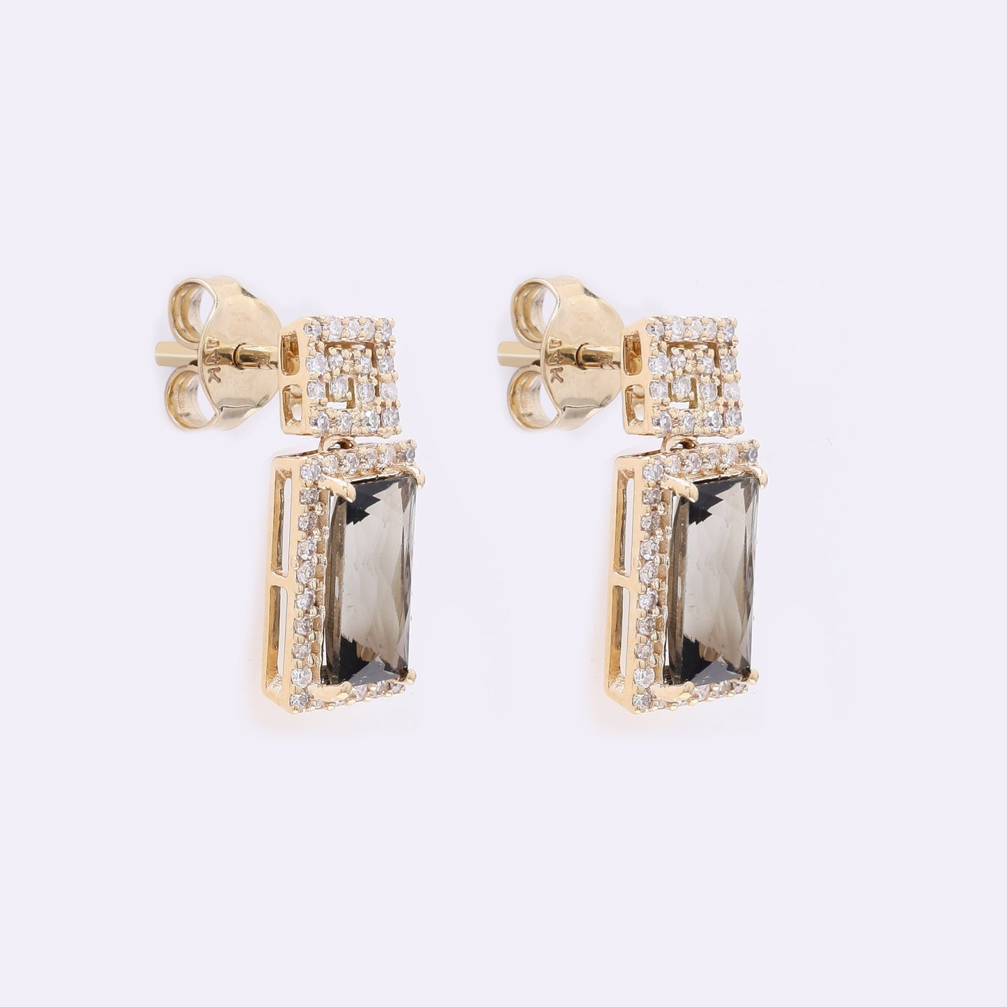 2.01 Ct Rectangle Mixed Cut Natural Tourmaline 14K Gold Earrings