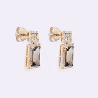 2.01 Ct Rectangle Mixed Cut Natural Tourmaline 14K Gold Earrings