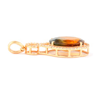 4.53 Ct Oval Mixed Cut Natural Bi Coloured Sapphire 14K Gold Pendant