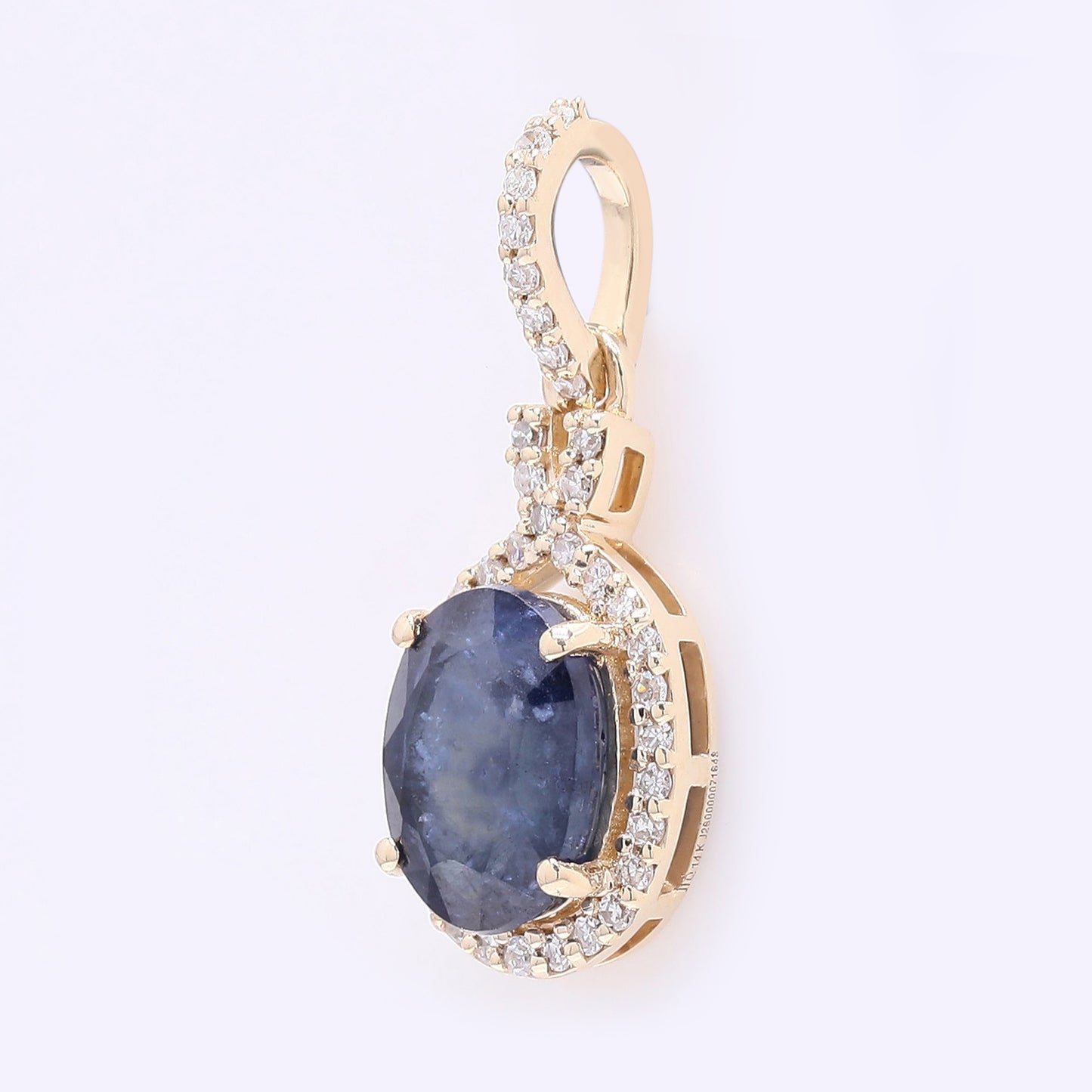 1.78 Ct Oval Mixed Cut Natural Sapphire 14K Gold Pendant