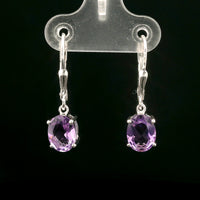2.00 Ct Oval Amethyst 925 Sterling Silver Earrings