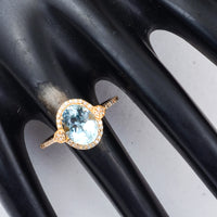 1.87 Ct Oval Mixed Cut Natural Aquamarine 14K Gold Ring