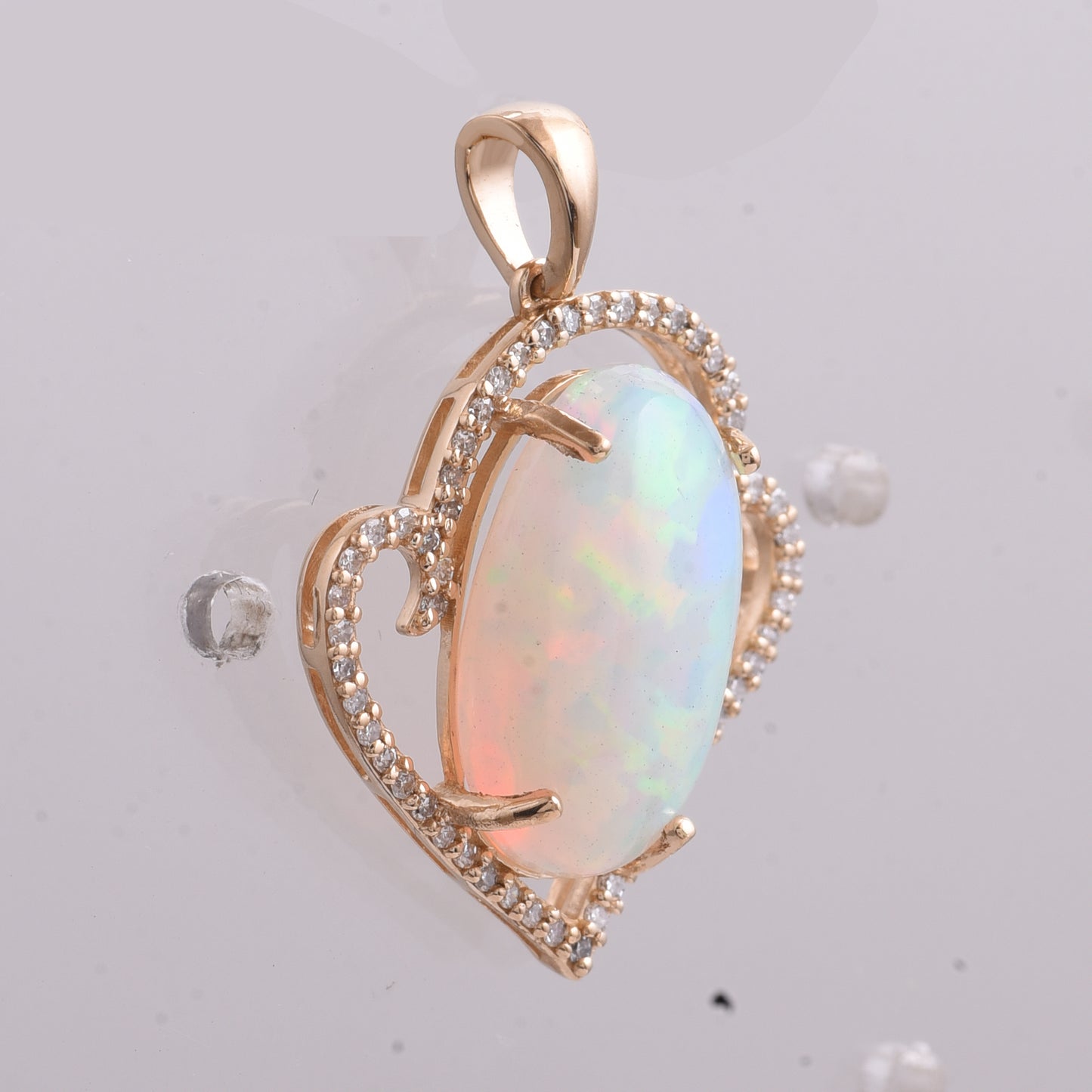 3.76 Ct Oval Cabochon Cut Natural Opal 14K Gold Pendant