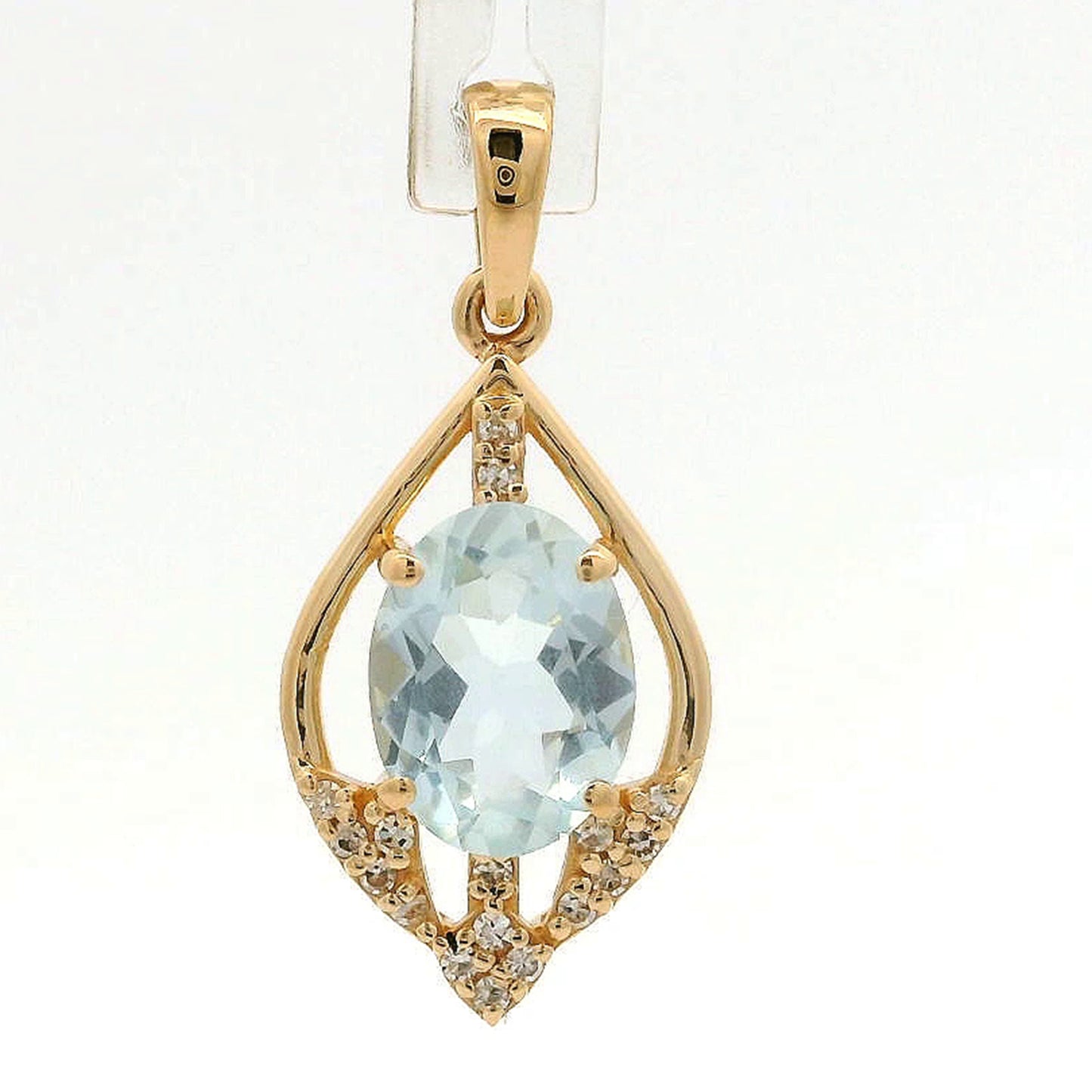 1.01 Ct Oval Aquamarine 14K Gold Pendant