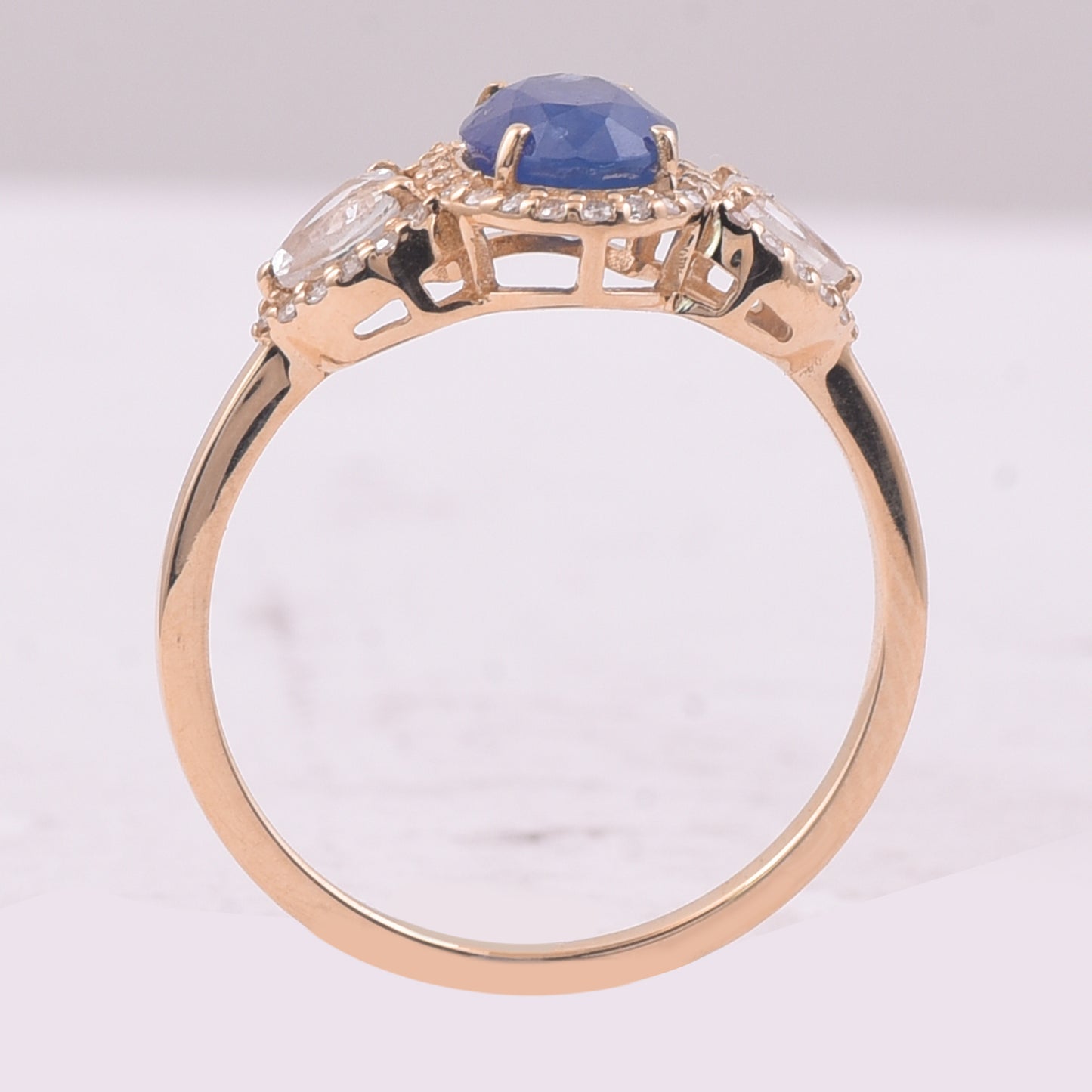 1.93 Ct Oval Mixed Cut Natural Sapphire 14K Gold Ring