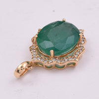 3.76 Ct Oval Mixed Cut Natural Emerald 14K Gold Pendant