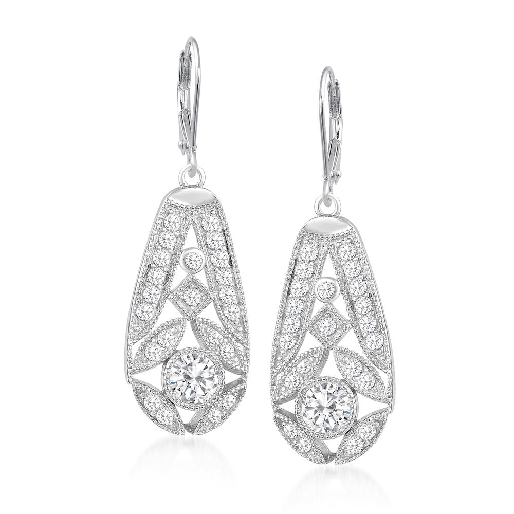 2.92 ct. Moissanite Round Sterling Silver Women Earrings