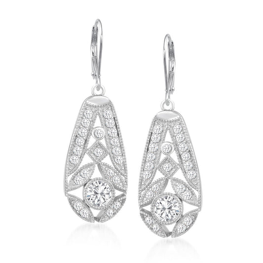 2.92 ct. Moissanite Round Sterling Silver Women Earrings
