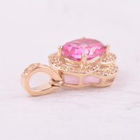 1.53 Ct Oval Pink Topaz 9K Gold Pendant