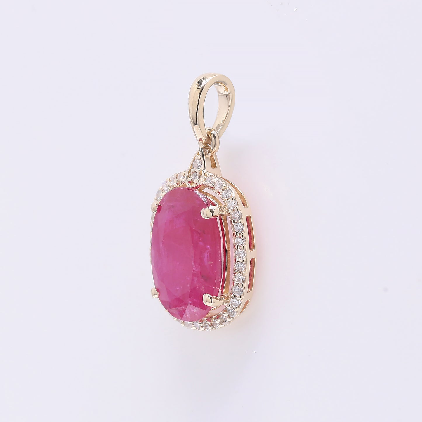 2.43 Ct Oval Mixed Cut Natural Ruby 14K Gold Pendant