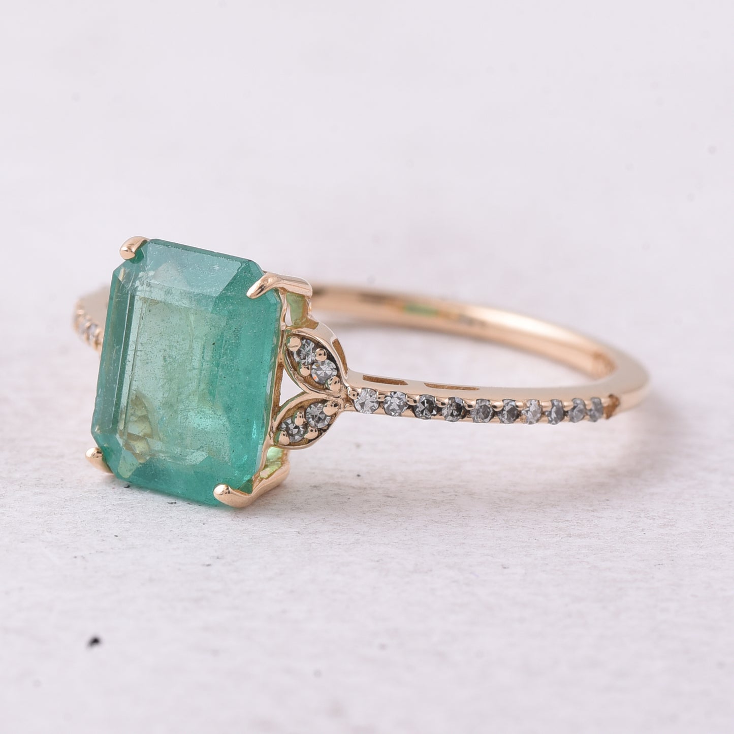 1.75 Ct Octagon Step Cut Natural Emerald 14K Gold Ring