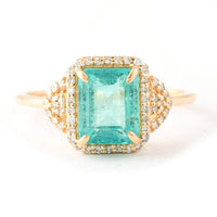 2.22 Ct Octagon Step Cut Natural Emerald 14K Gold Ring