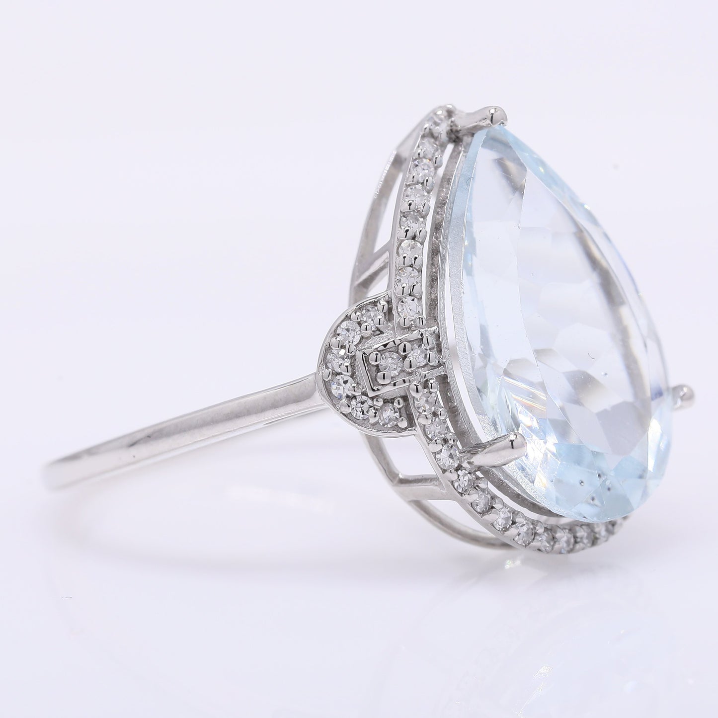 4.61 Ct Pear Mixed Cut Natural Aquamarine 950 Platinum Ring