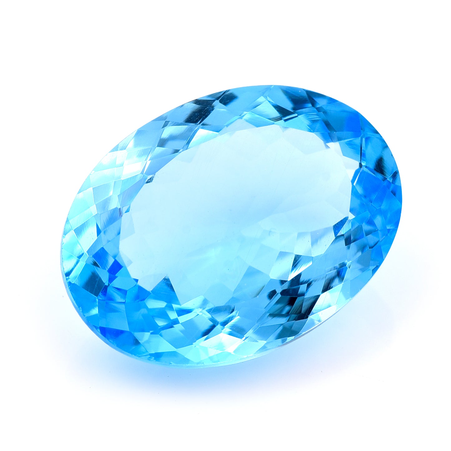 34.74 Natural Blue Topaz Oval Mixed Cut Gemstone