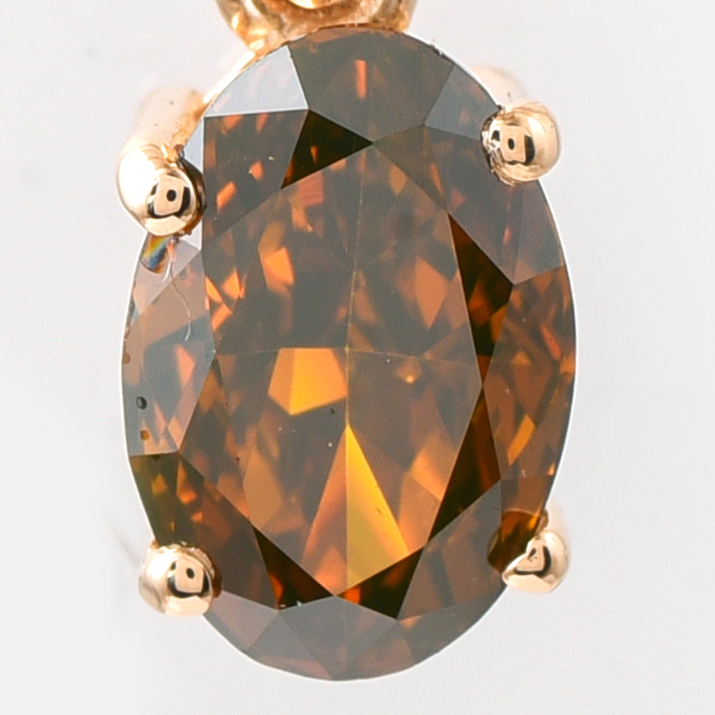 0.72 Ct Oval Red Diamond 14K Gold Pendant