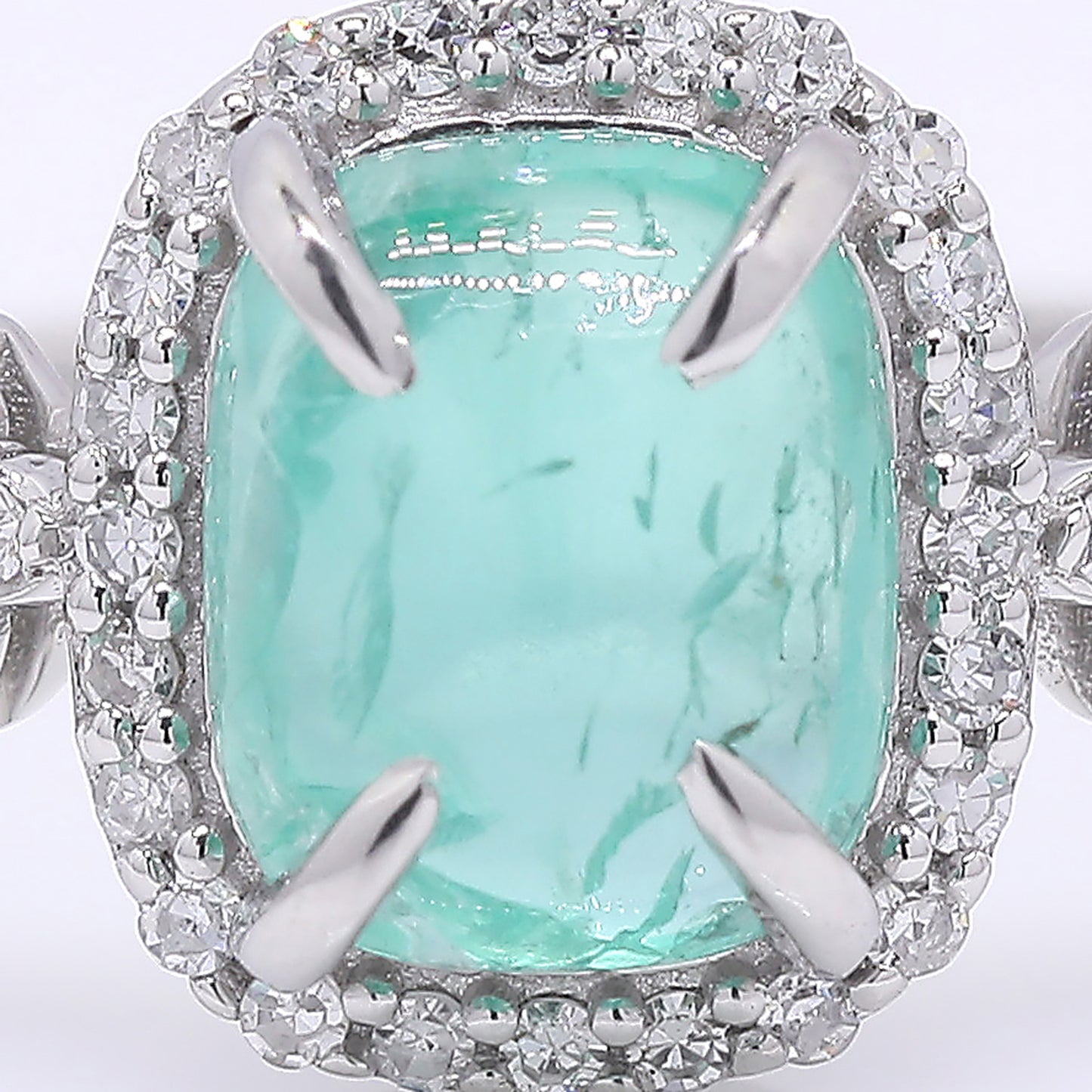 1.25 Ct Oval Cabochon Cut Natural Emerald 950 Platinum Ring