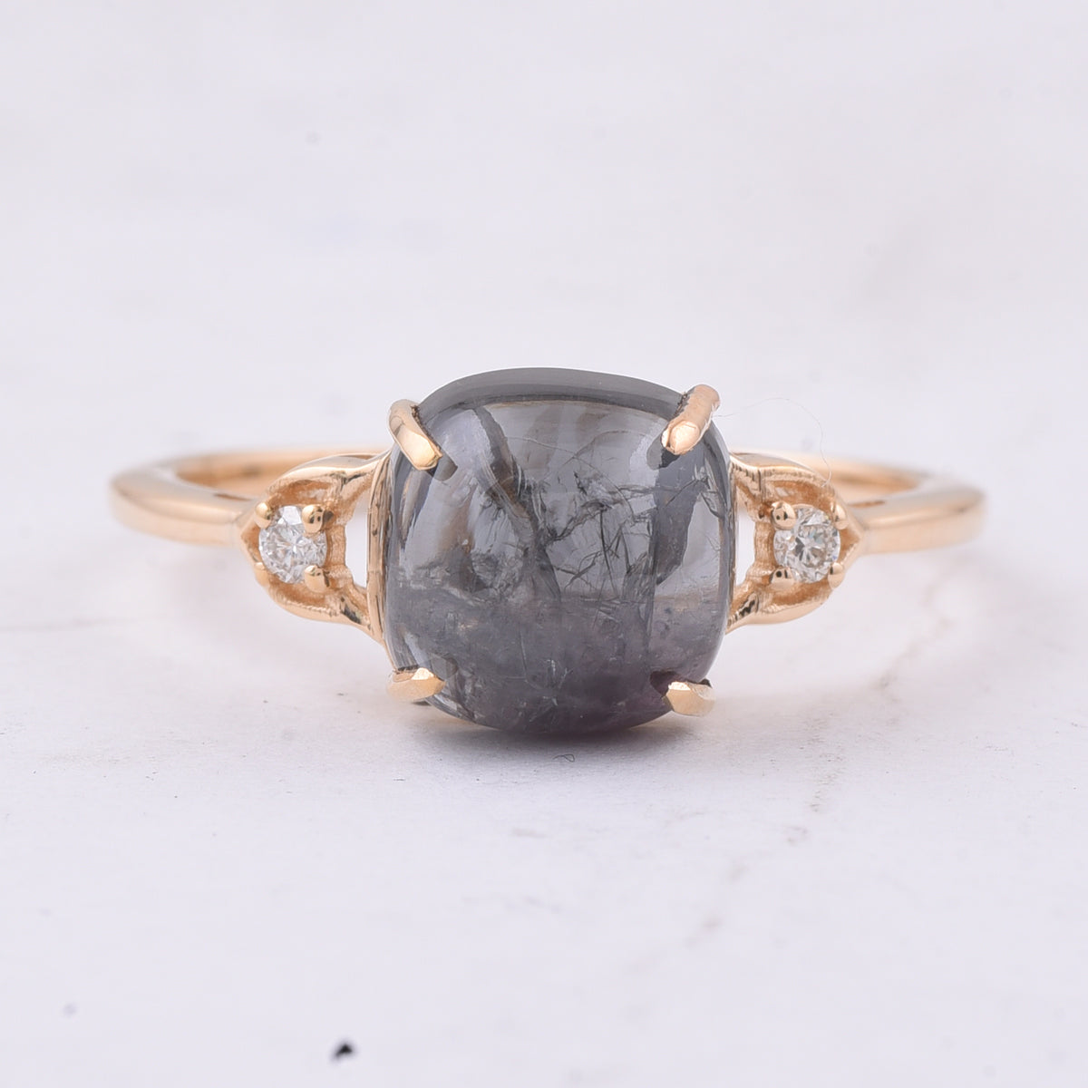 3.69 Ct Cushion Cabochon Cut Natural Spinel 14K Gold Ring