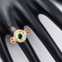3.29 Ct Oval Mixed Cut Natural Bi Coloured Sapphire 14K Gold Ring