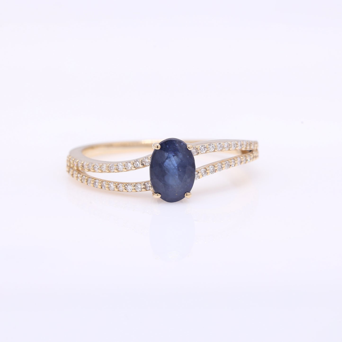 1.26 Ct Oval Mixed Cut Natural Sapphire 14K Gold Ring