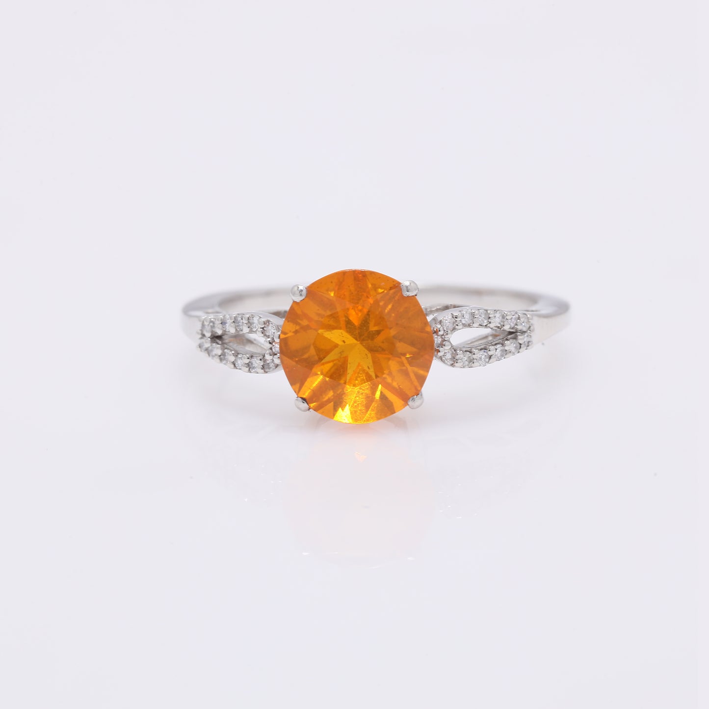 1.36 Ct Round Mixed Cut Natural Fire Opal 950 Platinum Ring