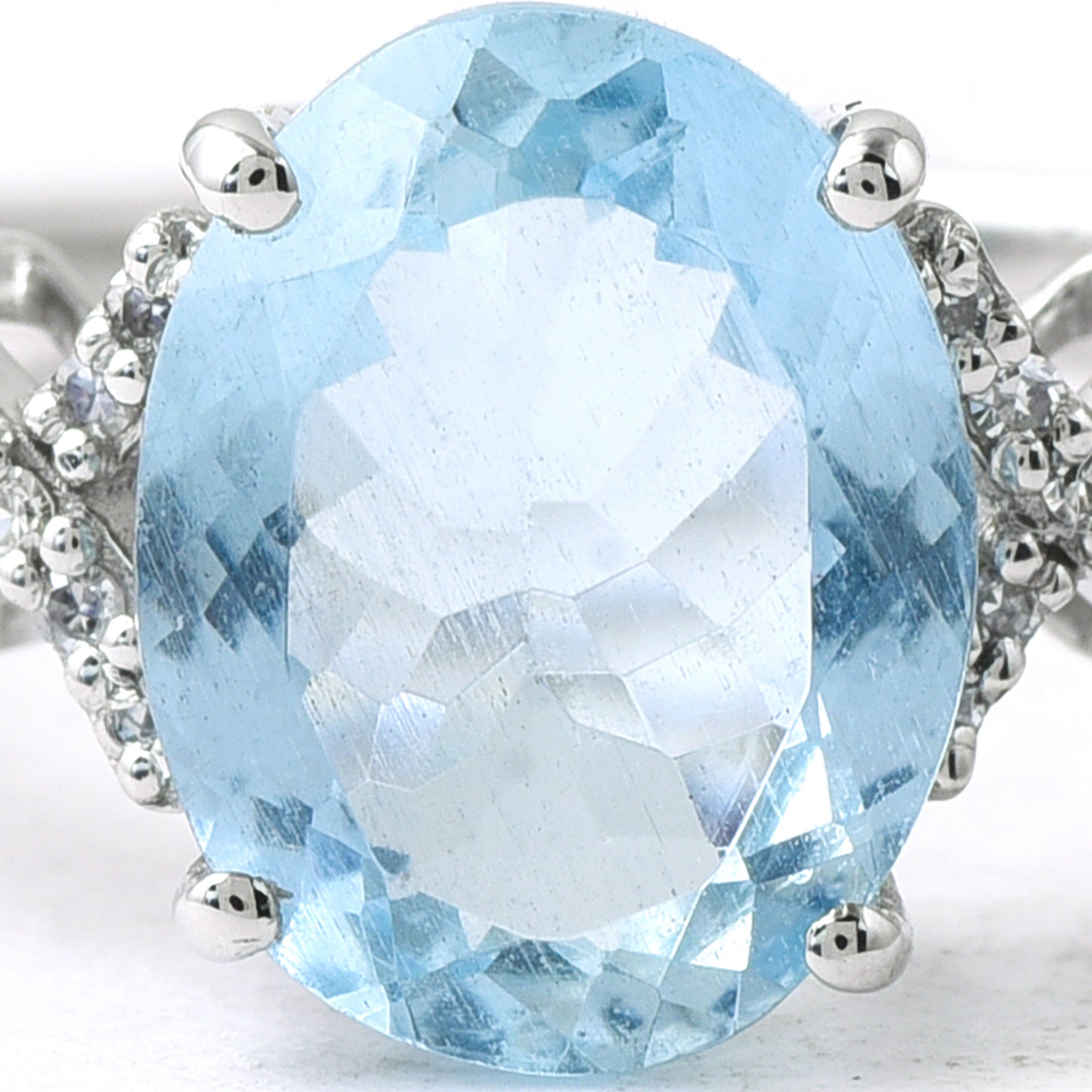 2.85 Ct Oval Mixed Cut Natural Aquamarine 950 Platinum Ring