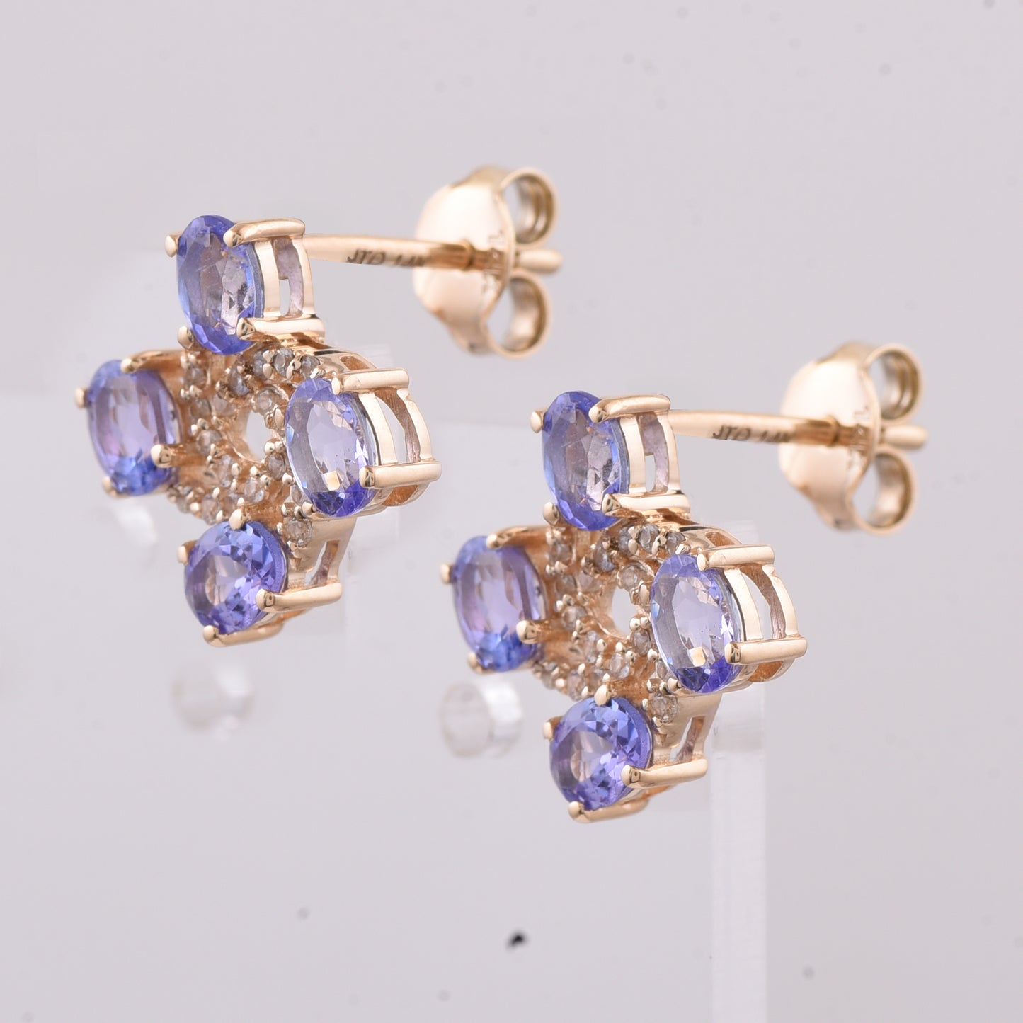 1.46 Ct Oval Natural Tanzanite 14K Gold Earrings