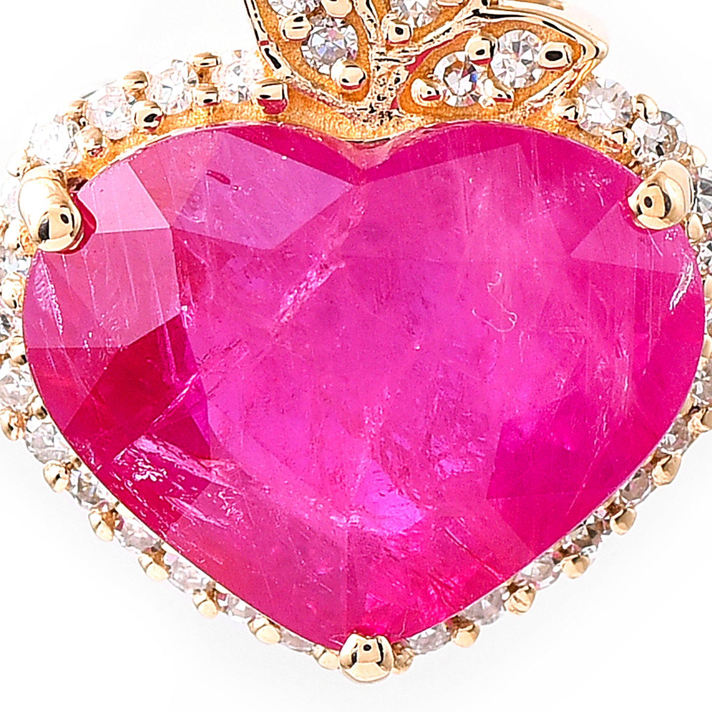 3.93 Ct Heart Mixed Cut Natural Ruby 14K Gold Pendant