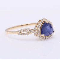 1.55 Ct Triangle Mixed Cut Natural Sapphire 14K Gold Ring