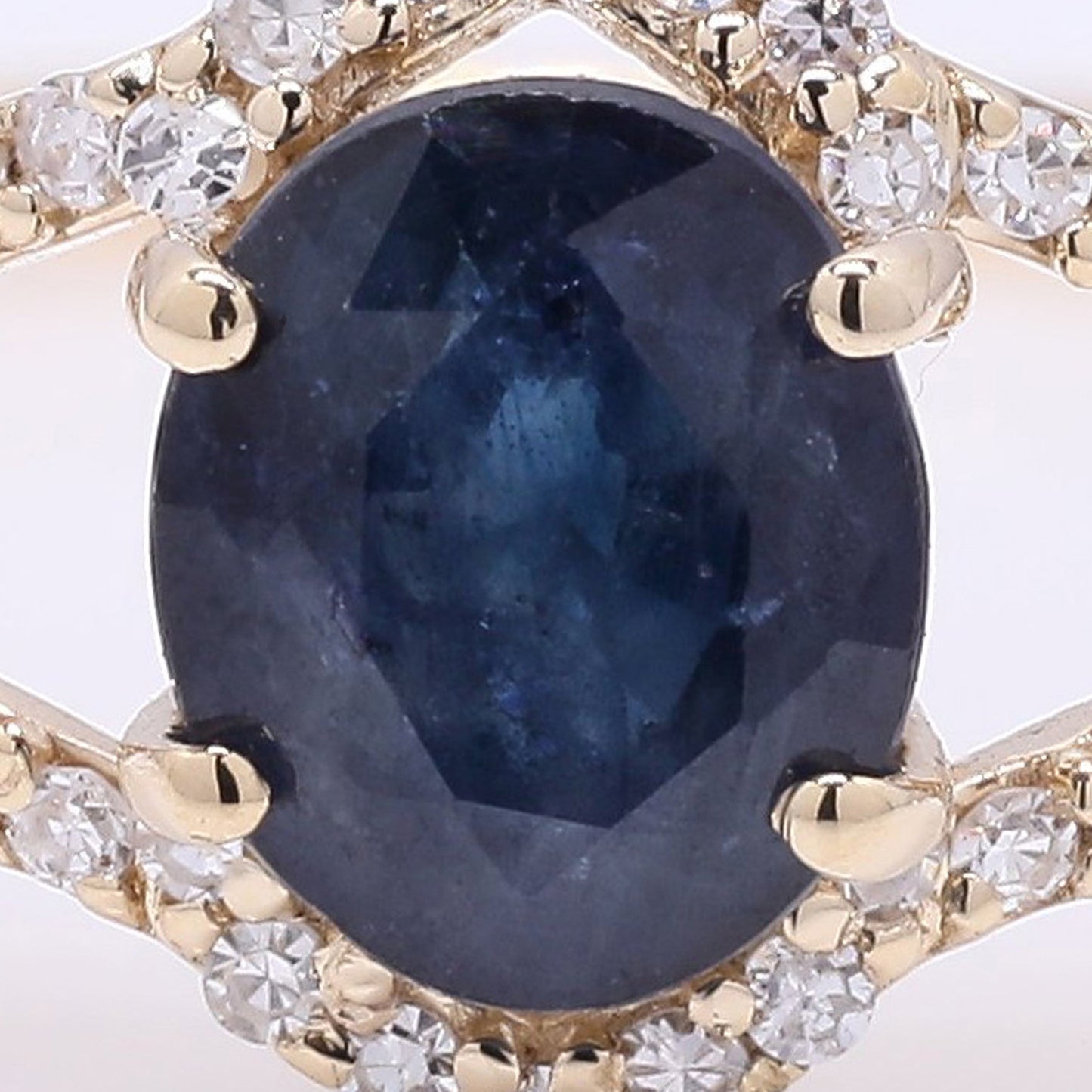1.35 Ct Oval Mixed Cut Natural Sapphire 14K Gold Ring