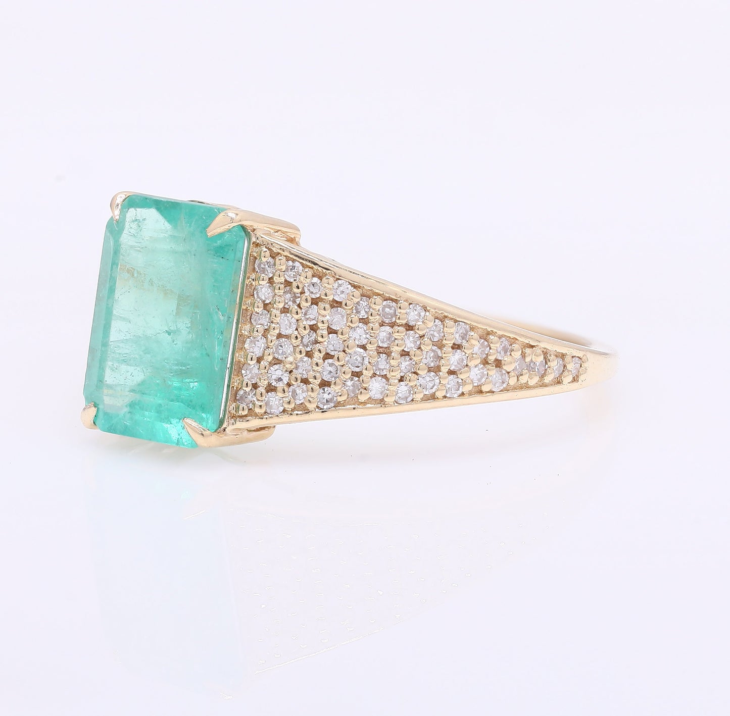 2.40 Ct Octagon Step Cut Natural Emerald 14K Gold Ring