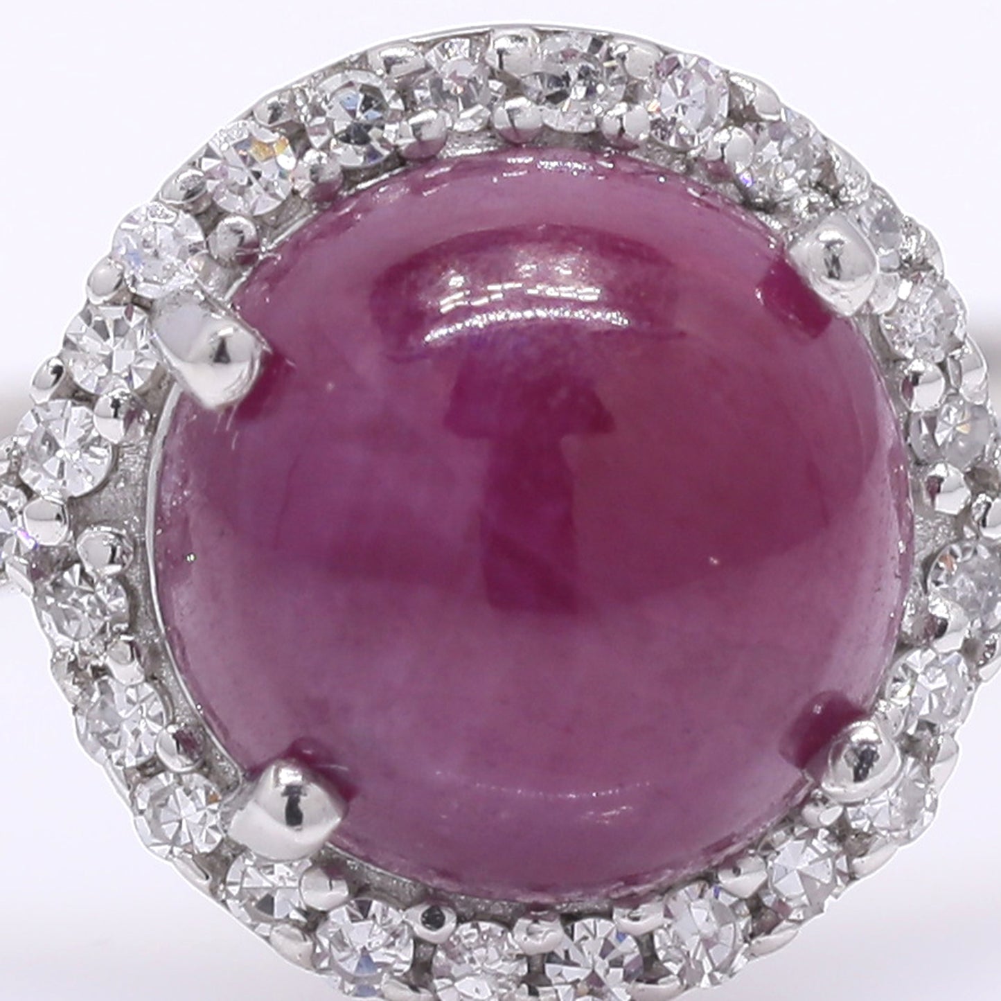 2.12 Ct Round Cabochon Cut Natural Ruby 950 Platinum Ring