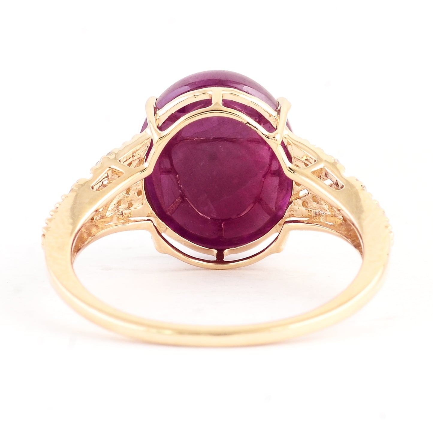 8.29 Ct Oval Cabochon Natural Corundum Ruby 14K Gold Ring