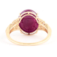 8.29 Ct Oval Cabochon Natural Corundum Ruby 14K Gold Ring
