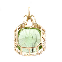 10.89 Ct Octagon Natural Eridot 14K Gold Pendant
