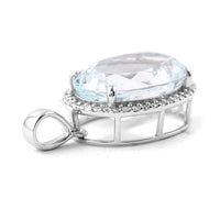 5.61 Ct Oval Mixed Cut Natural Aquamarine 950 Platinum Pendant