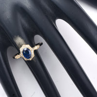 1.24 Ct Oval Mixed Cut Natural Sapphire 14K Gold Ring