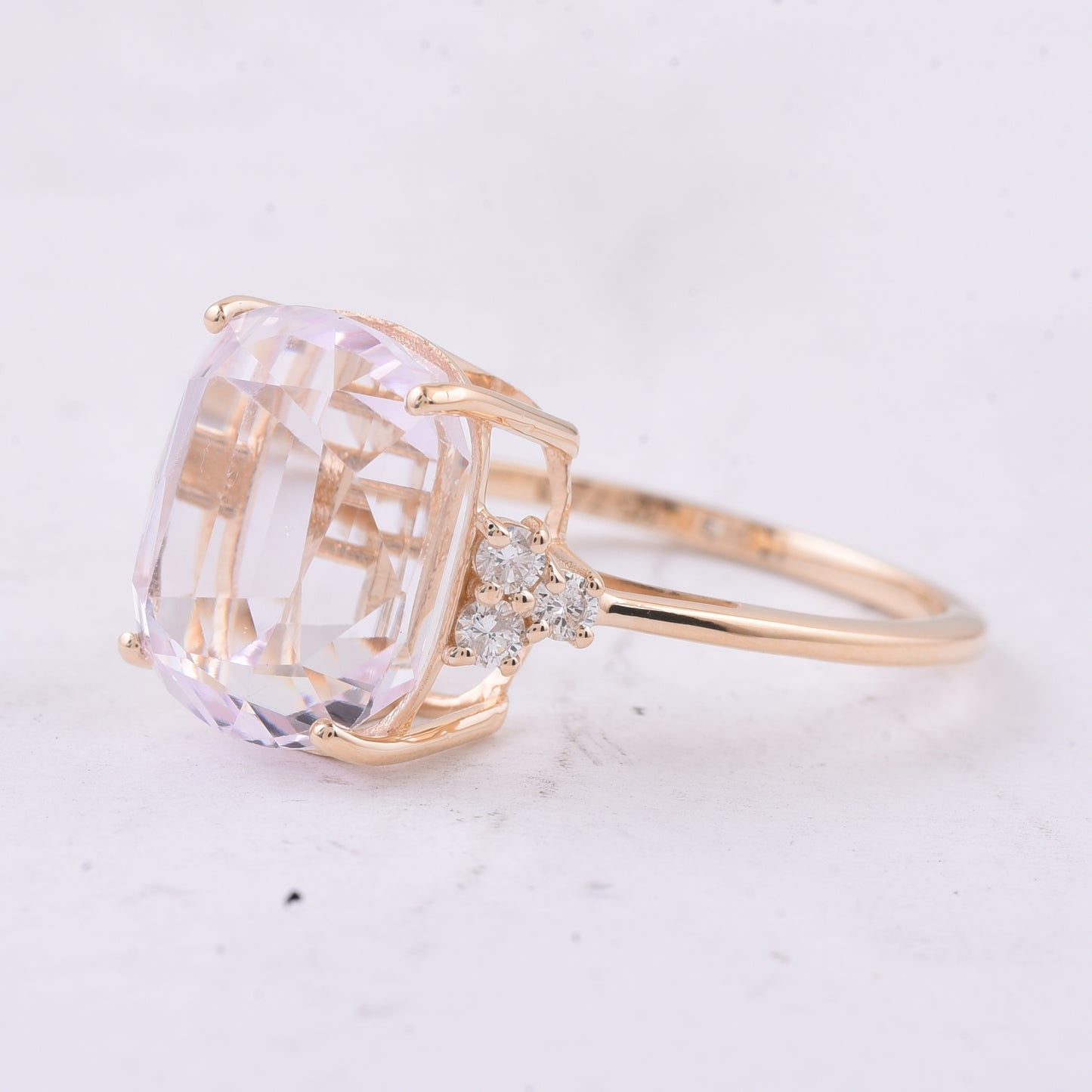 8.20 Ct Cushion Natural Kunzite 14K Gold Ring