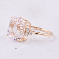 8.20 Ct Cushion Natural Kunzite 14K Gold Ring