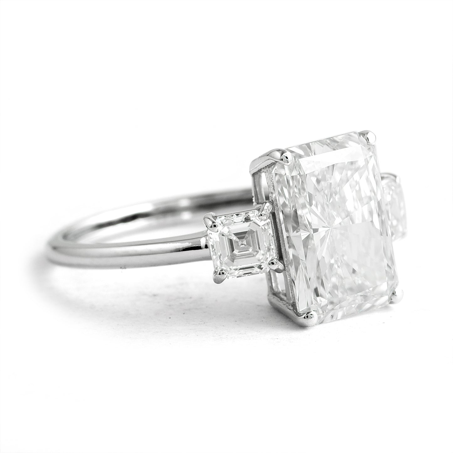 3.36 Ct Cut Cornered Rectangular Modified Brilliant Lab Grown Diamond 950 Platinum Ring