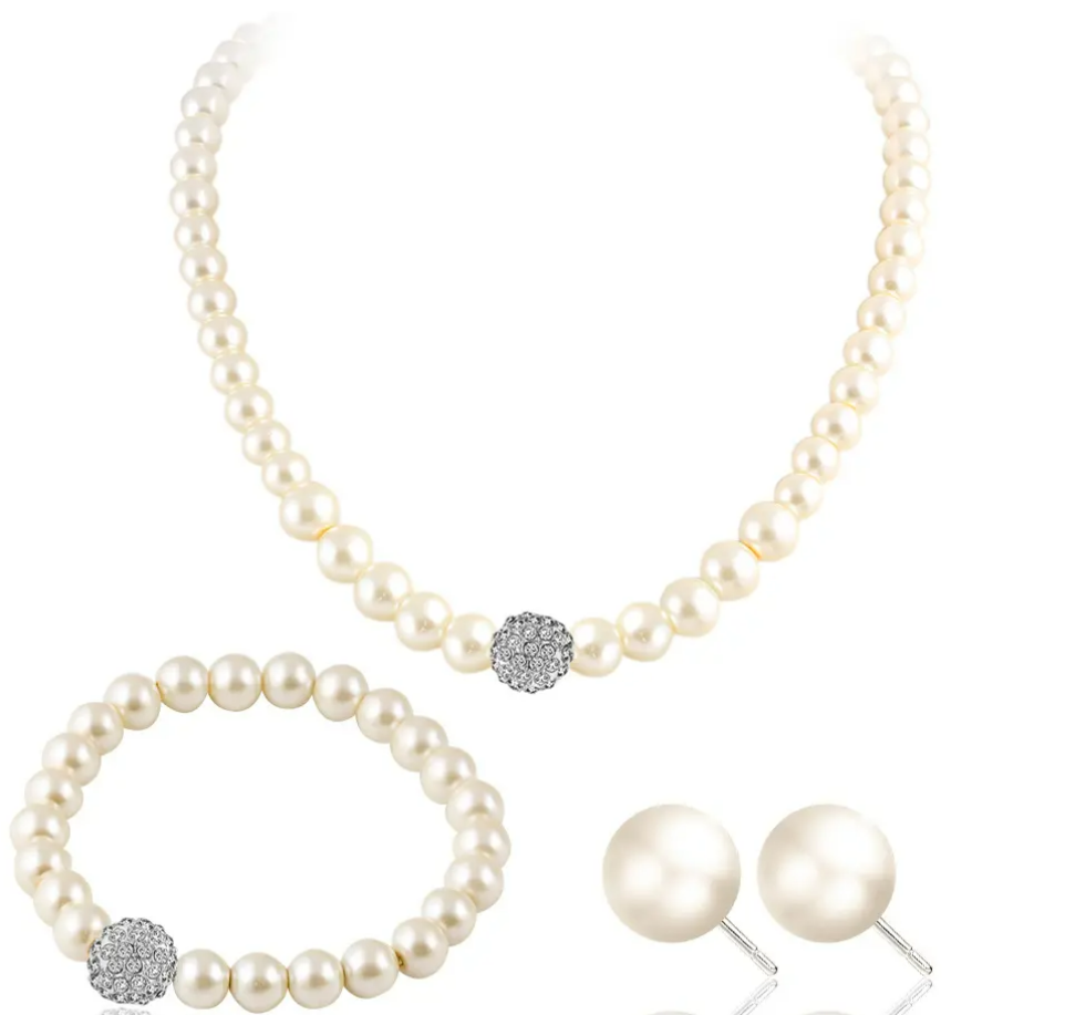 Imitation Pearl Gold Plated Brass Necklace