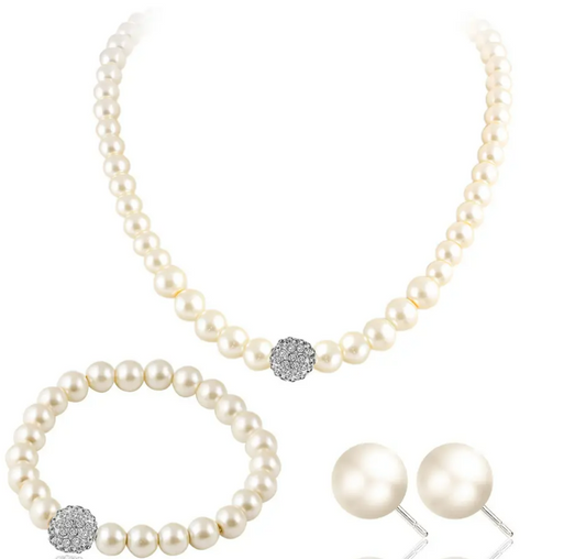 Imitation Pearl Gold Plated Brass Necklace