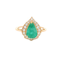 2.36 Ct Pear Emerald 14K Gold Ring