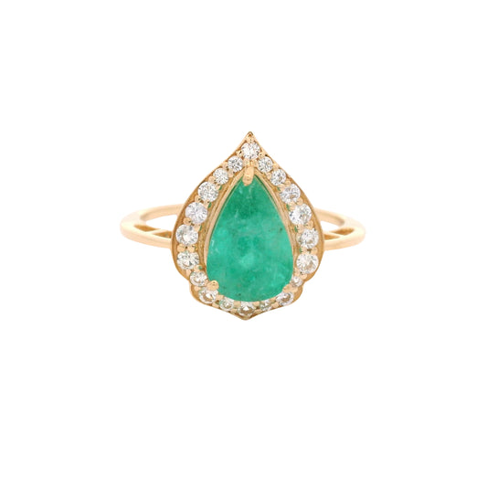 2.36 Ct Pear Emerald 14K Gold Ring