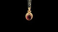 2.37 Ct Oval Cabochon Cut Natural Rubellite 14K Gold Pendant