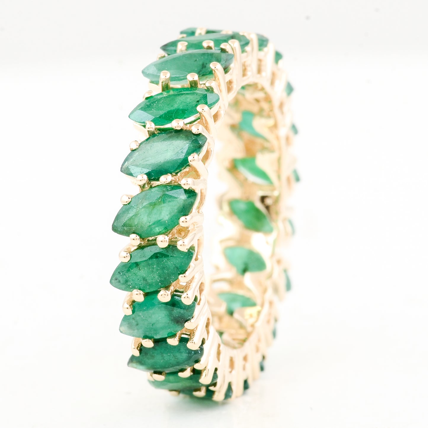 4.03 Ct Marquise Natural Emerald 14K Gold Ring