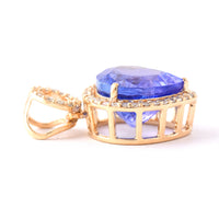 3.22 Ct Pear Mixed Cut Natural Tanzanite 14K Gold Pendant