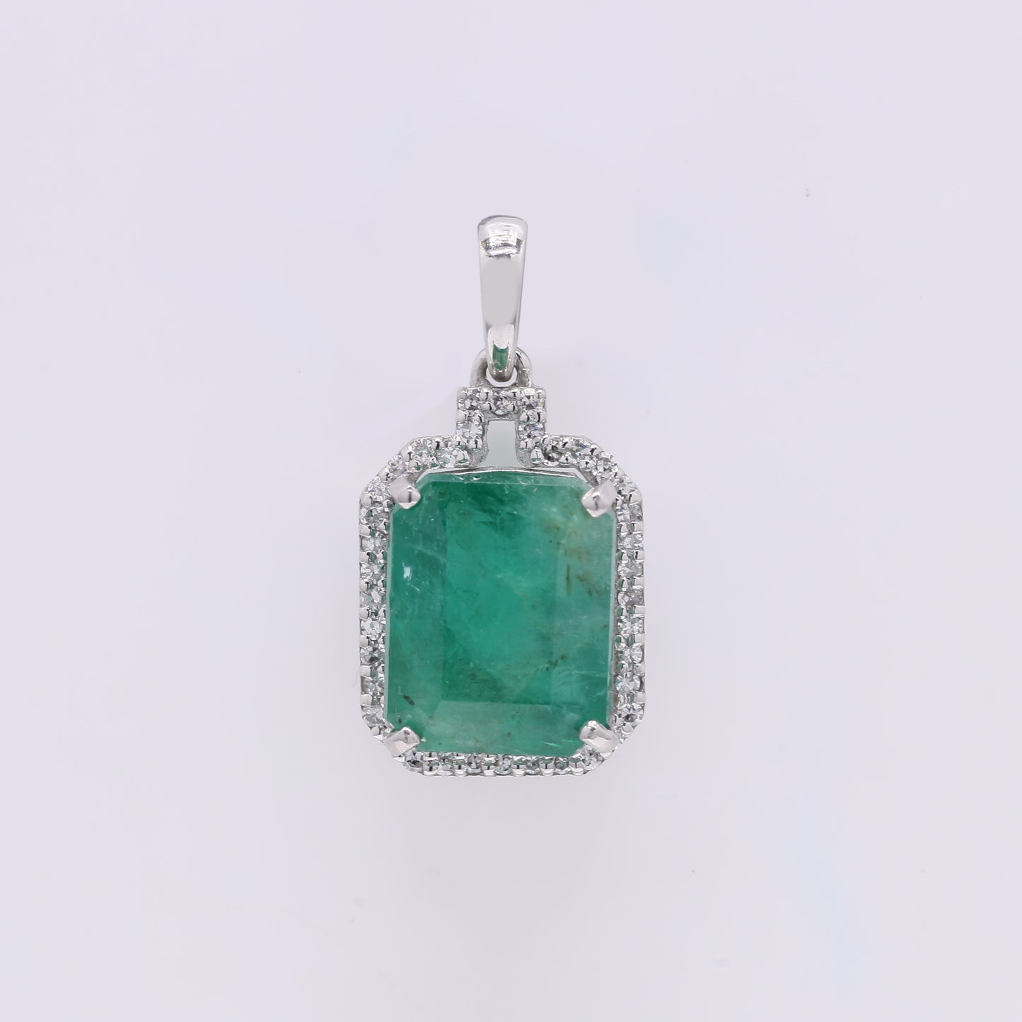 3.63 Ct Octagon Step Cut Natural Emerald 950 Platinum Pendant