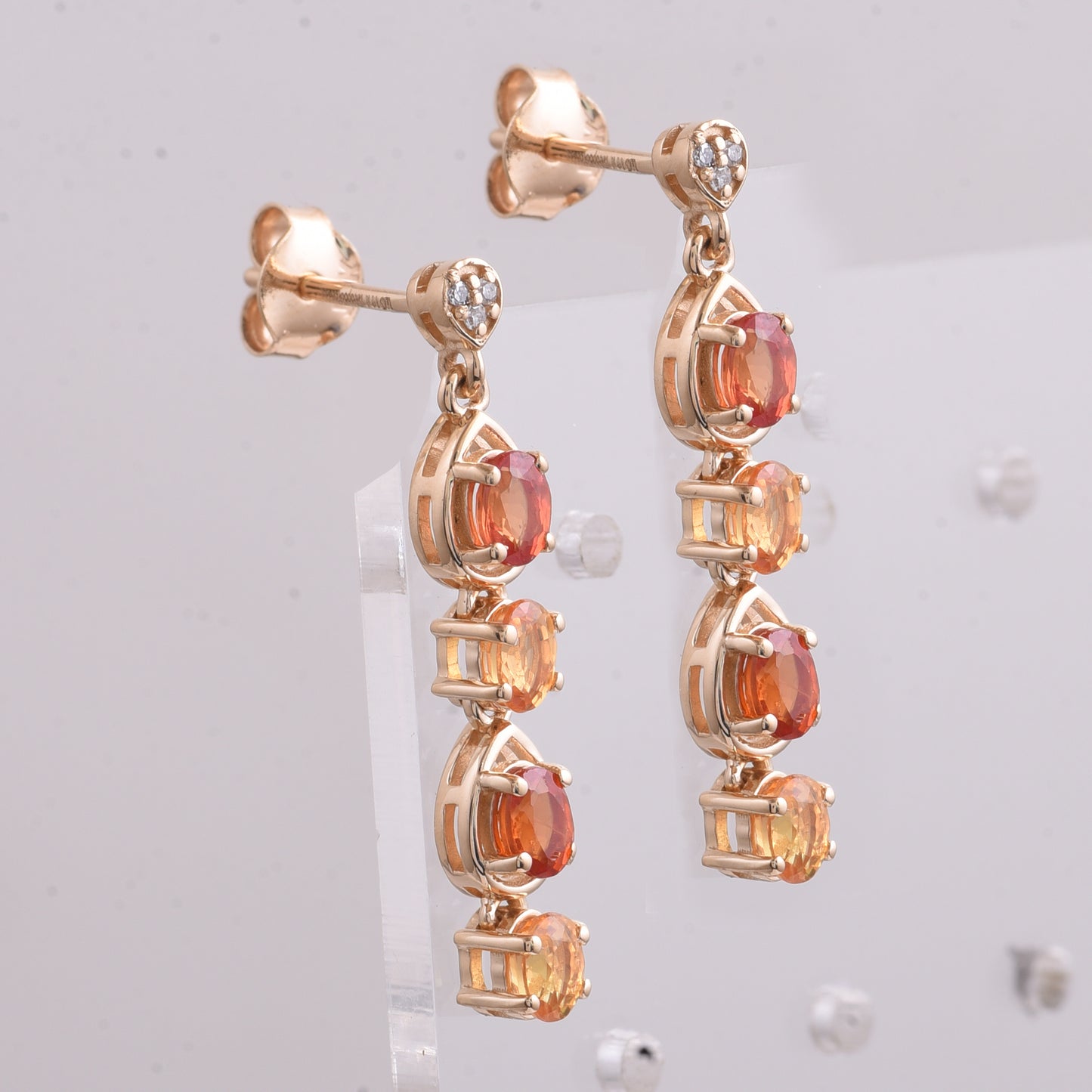 1.93 Ct Oval Mixed Cut Natural Multi-Coloured Sapphire 14K Gold Earrings