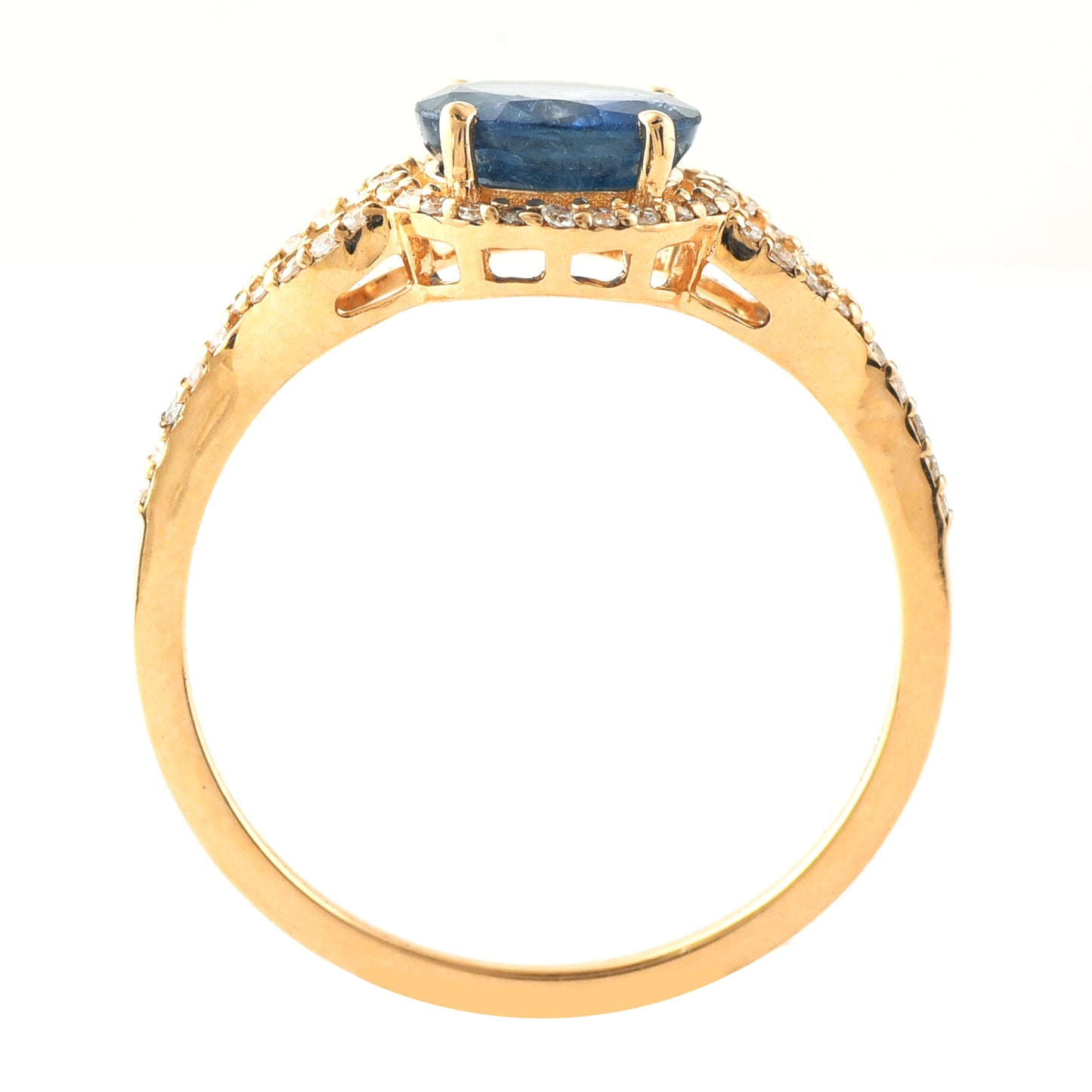 1.67 Ct Round Mixed Cut Natural Sapphire 14K Gold Ring